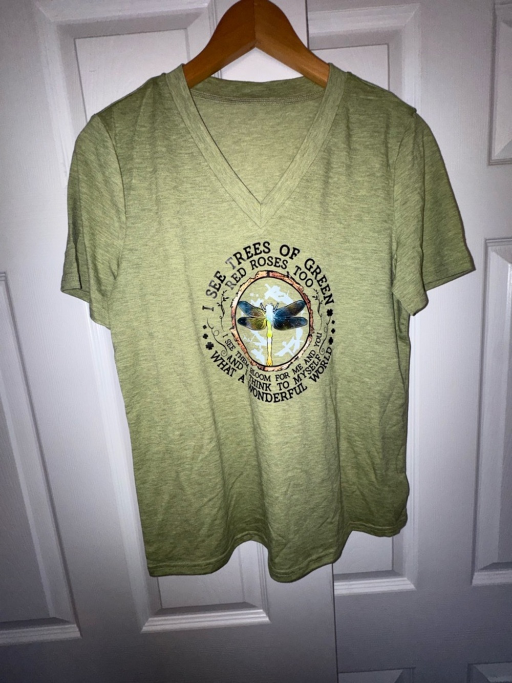 💥SALE Dragonfly Nature Graphic Tee V-Neck Small Cottagecore Boho Shirt